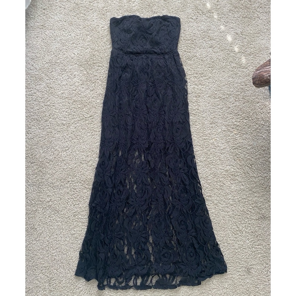 Black Strapless Lace Dress
